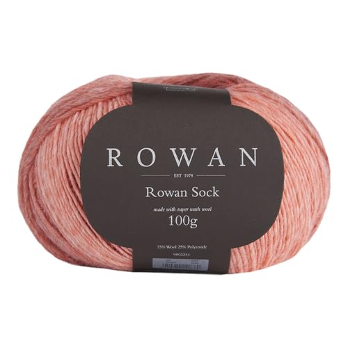 Rowan Wolle Sock, Sockenwolle mit dezentem Farbverlauf, 100g Strumpfwolle, Sockengarn zum Stricken und Häkeln | 75% Wolle, 25% Polyamid (005 coral) von Kurtenbach