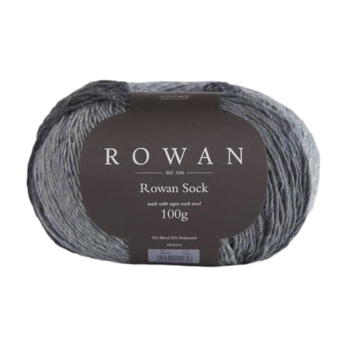 Rowan Wolle Sock, Sockenwolle mit dezentem Farbverlauf grau, 100g Strumpfwolle, Sockengarn zum Stricken und Häkeln | 75% Wolle, 25% Polyamid (004 stone) von Kurtenbach