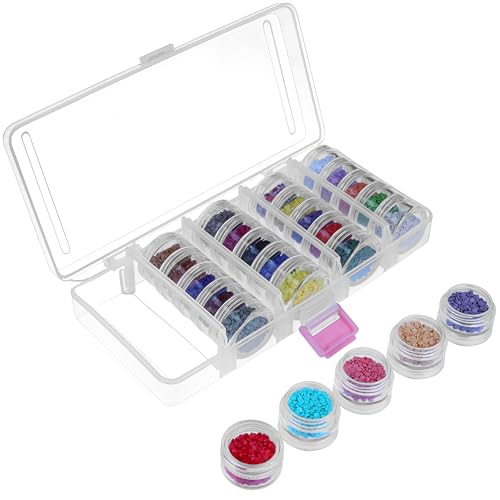 Kurtzy 25 Stück Diamond Painting Aufbewahrungsbox aus Transparentem Kunststoff mit Herausnehmbaren Diamond Painting Dosen - 5 Reihen mit 5 Dosen & Deckel - Diamond Painting Box für Steine, Schmuck von Kurtzy