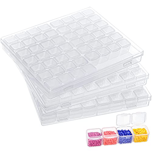 Kurtzy 3-er Pack Diamond Painting Aufbewahrungsbox aus Kunststoff - 168 Fächer Transparente Organiser Boxen - Behälter Set zum Basteln, Sticken, DIY Nageldesign, Schmuck, Perlen, Diamanten von Kurtzy