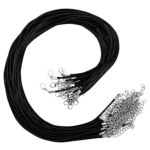 Kurtzy Kette ohne Anhänger Schwarz Polyester mit Karabinerverschluss Schmuck (25er Pack) - 42,5 cm - DIY Schmuckherstellung Zubehör Ketten selber machen Anhänger für Halsketten, Armbänder von Kurtzy