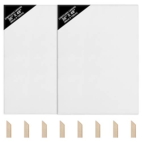 Kurtzy 2er Pack Canvas Leinwand zum Bemalen -2er Set Leinwände zum Bemalen - 90 x 120 cm - 2x XXL Leinwand Groß mit Keilrahmen Leinwand Rahmen - großes Leinwand Set von Kurtzy