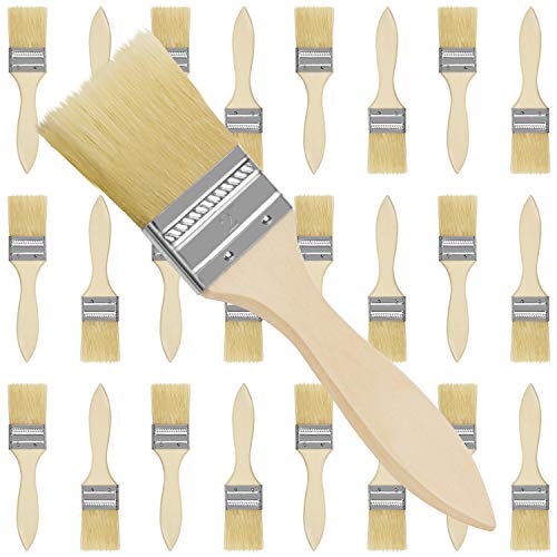 Kurtzy 24x Pinsel Set mit Malerpinsel Flachpinsel breit - Pinselset 24 Stück - Lasurpinsel mit glattem Holzgriff - 5cm breite Lackpinsel - Maler Pinselset für Farbe Lack Kleber von Kurtzy