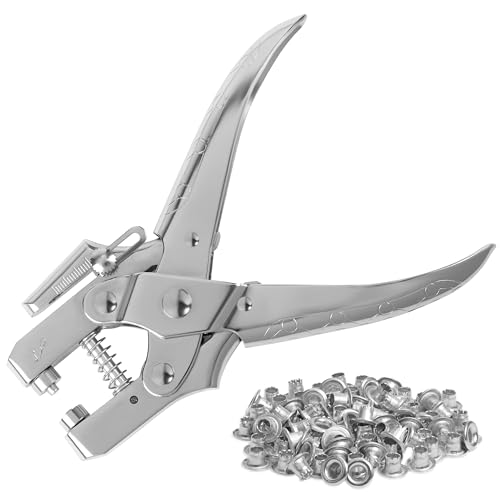Kurtzy Ösenzange Set Lochzange mit 100 Ösen–16 cm Leder Gürtel Locherzange Ösenzange für Stoffe–Lochzange mit Ösen 7,2mm Nieten Gold–Lochnieten mit Zange Stoff,Kleider,Schuhe,Taschen,Basteln (Silver) Kurtzy Ösenzange Set Lochzange mit 100 Ösen–16 cm Leder Gürtel Locherzange Ösenzange für Stoffe–Lochzange mit Ösen 7,2mm Nieten Gold–Lochnieten mit Zange Stoff,Kleider,Schuhe,Taschen,Basteln (Silver) von Kurtzy
