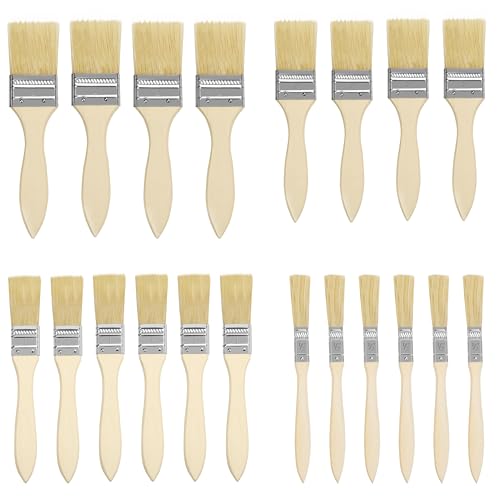 Kurtzy Holz Pinsel (20er Pack) - Pinselset für Farbe Lack Beizen - Pinsel Set Lasurpinsel Malerpinsel - Holzlasur Flachpinsel - Lackpinsel Lackierpinsel - Pinsel Breit von Kurtzy