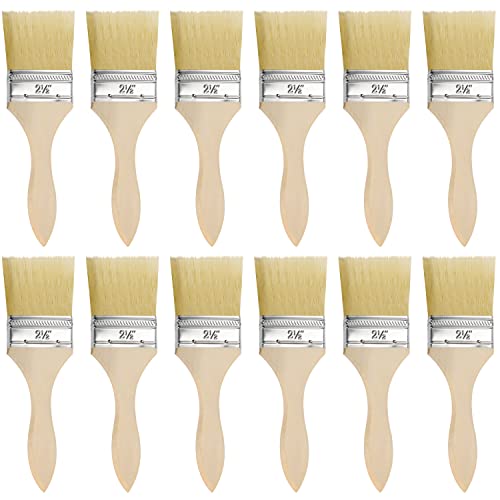 Kurtzy 12 Stk Wiederverwendbares Pinsel Set - 6 cm Pinselkopf, Malerpinsel Größe 19,5cm - Lackpinsel für Lacke, Farben, Klebstoffe, Gesso & Beizen - Acryl Pinsel für Malerbedarf von Kurtzy