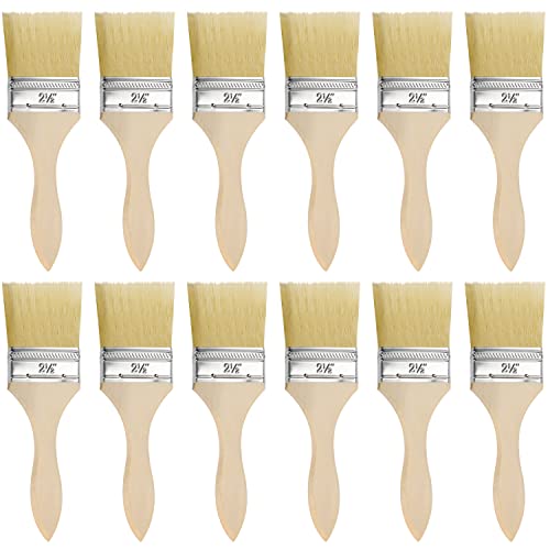 Kurtzy 12 STK Wiederverwendbares Pinsel Set - 6 cm Pinselkopf, Malerpinsel Größe 19,5cm - Lackpinsel für Lacke, Farben, Klebstoffe, Gesso & Beizen - Acryl Pinsel für Malerbedarf von Kurtzy