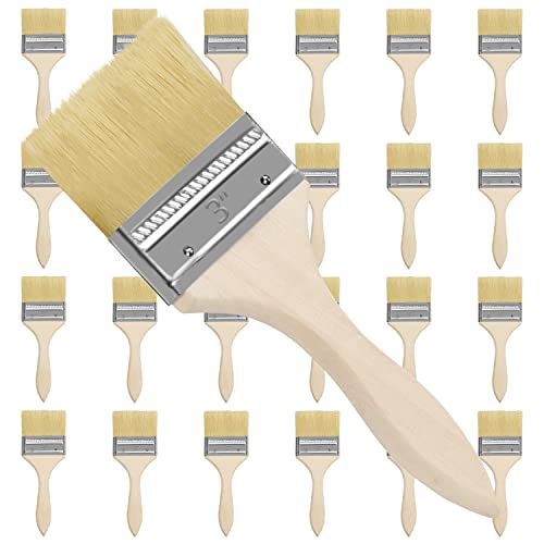 Kurtzy Wiederverwendbares Pinsel Set (24 STK) - 76,2 mm Pinselkopf, Malerpinsel Größe 20 cm - Lackpinsel für Lacke, Farben, Klebstoffe, Gesso & Beizen - Acryl Pinsel für Malerbedarf von Kurtzy