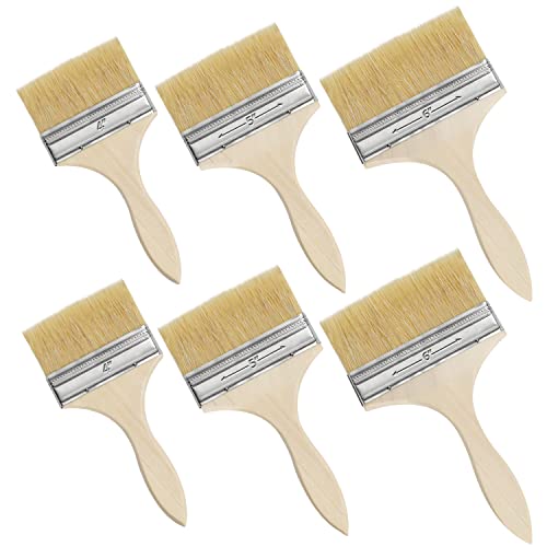 Kurtzy Wiederverwendbares Pinsel Set (6 STK) - 3 Größen, 10,16-15,24 cm Pinselkopf - Lackpinsel für Lacke, Farben, Klebstoffe, Gesso & Beizen - Acryl Pinsel für Malerbedarf von Kurtzy