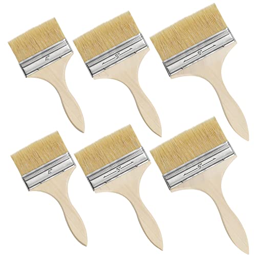 Kurtzy Wiederverwendbares Pinsel Set (6 STK) - 3 Größen, 10,16-15,24 cm Pinselkopf - Lackpinsel für Lacke, Farben, Klebstoffe, Gesso & Beizen - Acryl Pinsel für Malerbedarf von Kurtzy