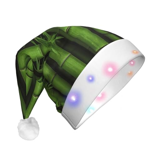Kururi Grüner Bambus-Druck Weihnachtsmützen Lustige Weihnachtsmütze Leuchtet Xmas Urlaub Hut Für Erwachsene Xmas Party Supplies von Kururi