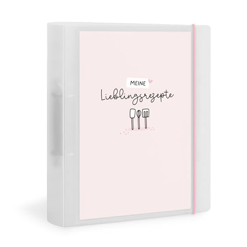 Flexibook Rezeptordner A4, Meine Lieblingsrezepte, Rosa, mit D-Ring-Mechanik, Gummizug von KuschelICH