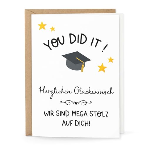 Karte YOU DID IT ! Glückwunschkarte mit Briefumschlag - Klappkarte zum Gratulieren von KuschelICH