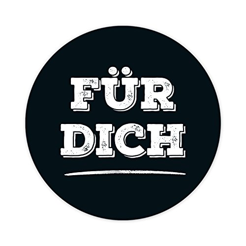 KuschelICH 50 runde Aufkleber/Sticker FÜR DICH - schwarz/weiß - 4 cm Durchmesser von KuschelICH
