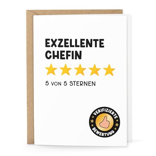 KuschelICH Grußkarte Exzellente Chefin – Klappkarte mit Umschlag aus Kraftpapier, hochwertiges Design, Made in Germany (Chefin) von KuschelICH