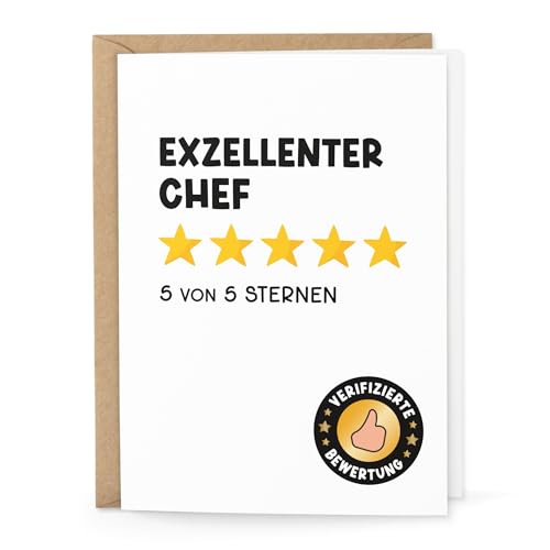KuschelICH Klappkarte Exzellenter Chef – DIN A6 Grußkarte mit Kraftpapierumschlag – 5 Sterne Motiv – Made in Germany (Chef) von KuschelICH