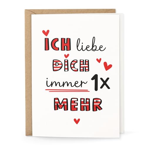 KuschelICH Liebeskarte Ich liebe dich immer 1x mehr, Klappkarte DIN A6, mit Umschlag von KuschelICH