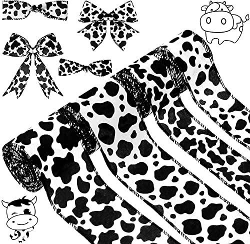 Kuscul 4 Rollen 20 Yards Kuhdruck Drahtkante Bänder Schwarz Weiß Kuhmuster Bänder Kuhdruck Ornamente Stoffbänder Tierdruck Band für Kränze DIY Handwerk Home Party Dekoration, 2 Stile Kuscul 4 Rollen 20 Yards Kuhdruck Drahtkante Bänder Schwarz Weiß Kuhmuster Bänder Kuhdruck Ornamente Stoffbänder Tierdruck Band für Kränze DIY Handwerk Home Party Dekoration, 2 Stile von Kuscul