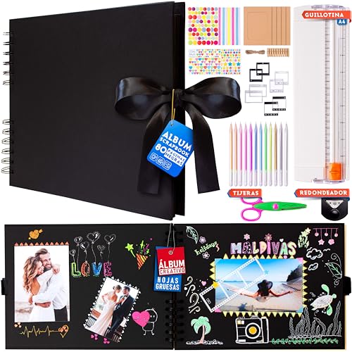 Fotoalbum zum Kleben und Schreiben, A4, Scrapbook, Notizbuch, schwarze Blätter, 80 große Seiten, Schneidemaschine, Schere, Marker, Sticker, Schablonen, Rahmen, Dekoration, Souvenirs, Geschenk, Fotoalbum zum Kleben und Schreiben, A4, Scrapbook, Notizbuch, schwarze Blätter, 80 große Seiten, Schneidemaschine, Schere, Marker, Sticker, Schablonen, Rahmen, Dekoration, Souvenirs, Geschenk, von Kussko