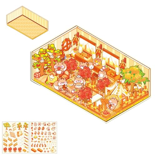 Kustimantu Aufkleber House, 3D Miniatur-Szenen-Sticker, 3D-Szenen-Sticker, lustige Aufkleber für Zuhause, kreative Buchdekoration, Tagebuchwerkzeuge, Kinderspielzeug von Kustimantu