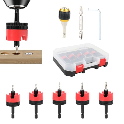 Kustimantu Countersink Bohrer Bit Set, Counter Sink Drill Bit für Wood - 7x verjüngte Lochbohrbits | 1/4 in Quick Change Hex Shanks, Hochleistungsgeräte, Bohrzubehör für Holzbearbeitungsgarage Kustimantu Countersink Bohrer Bit Set, Counter Sink Drill Bit für Wood - 7x verjüngte Lochbohrbits | 1/4 in Quick Change Hex Shanks, Hochleistungsgeräte, Bohrzubehör für Holzbearbeitungsgarage von Kustimantu