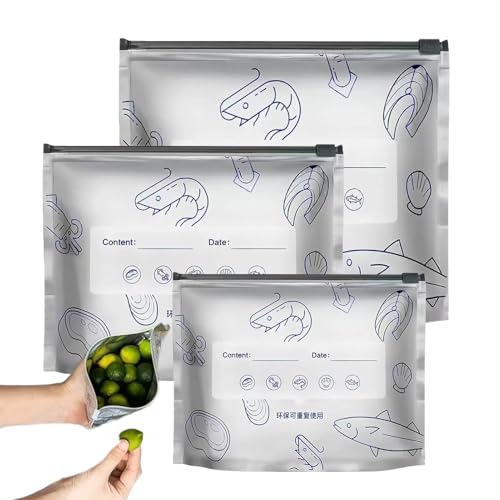 Kustimantu Freistehende Taschen, wiederverschließbare Beutel für Lebensmittelverpackungen | 30 Stück Organizer für Küche, Gefrierschrank, Kühlschrank, für Fleisch, Salat, Süßigkeiten, Obst Kustimantu Freistehende Taschen, wiederverschließbare Beutel für Lebensmittelverpackungen | 30 Stück Organizer für Küche, Gefrierschrank, Kühlschrank, für Fleisch, Salat, Süßigkeiten, Obst von Kustimantu