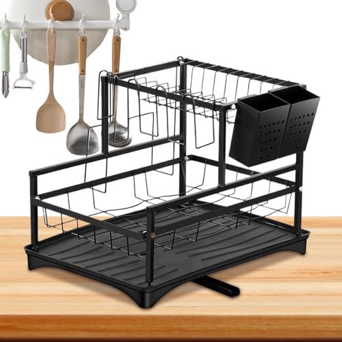 Kustimantu Geschirrabtropfgestell, Tellerhalter und Organizer | Abtropfgestell mit Deckel, Schneidebrettern aus Edelstahl und Utensilienhalter für Küche Wohnung Theke Kustimantu Geschirrabtropfgestell, Tellerhalter und Organizer | Abtropfgestell mit Deckel, Schneidebrettern aus Edelstahl und Utensilienhalter für Küche Wohnung Theke von Kustimantu