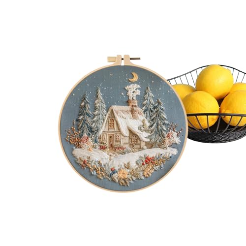 Kustimantu Weihnachtsstickerei-Set, Stickerei-Set für Weihnachten, kreative Projekte mit Faden und Kreis, für die Herstellung von Partydekorationen Kustimantu Weihnachtsstickerei-Set, Stickerei-Set für Weihnachten, kreative Projekte mit Faden und Kreis, für die Herstellung von Partydekorationen von Kustimantu