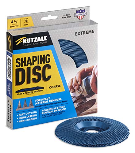 Kutzall Extreme Shaping Disc - Grob, 114,3mm (4-1⁄2") X 7⁄8"(22.2mm) Bohrung - Holzbearbeitungs-Winkelschleifer-Aufsatz für DeWalt, Bosch, Milwaukee, Makita. Schleifmittel Wolframkarbid, SD412X90 von Kutzall