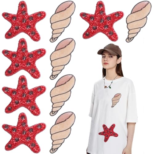 10 Stück Ozean-Pailletten zum Aufbügeln, niedlicher Cartoon-Seestern, Muschel, Muschelapplikation, glänzende Stickerei-Aufnäher für Kleidung, Taschen, Jacken, Jeans, DIY-Ohrringe, Zubehör, Handwerk 10 Stück Ozean-Pailletten zum Aufbügeln, niedlicher Cartoon-Seestern, Muschel, Muschelapplikation, glänzende Stickerei-Aufnäher für Kleidung, Taschen, Jacken, Jeans, DIY-Ohrringe, Zubehör, Handwerk von KuuGuu