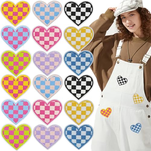 KuuGuu 18 Stück Herz-Aufnäher zum Aufbügeln, niedliches Gitter-Herz, zum Aufnähen, Schachbrett, Einfachheit, modisch, bestickt, dekorative Applikation für Kleidung, Taschen, Jacken, Jeans, DIY, Hüte KuuGuu 18 Stück Herz-Aufnäher zum Aufbügeln, niedliches Gitter-Herz, zum Aufnähen, Schachbrett, Einfachheit, modisch, bestickt, dekorative Applikation für Kleidung, Taschen, Jacken, Jeans, DIY, Hüte von KuuGuu