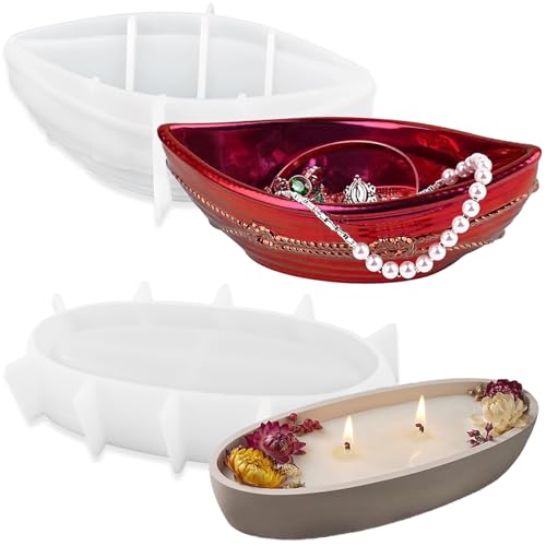KuuGuu 2 Stück Piratenschiff-Form aus Kunstharz, ovale Schale, Silikonform, Bootsform, Kerzengefäß, Aufbewahrungsschale für Schmuck, Schmuck, Süßigkeiten, Sukkulenten, Übertopf, Kerzen, Gefäß KuuGuu 2 Stück Piratenschiff-Form aus Kunstharz, ovale Schale, Silikonform, Bootsform, Kerzengefäß, Aufbewahrungsschale für Schmuck, Schmuck, Süßigkeiten, Sukkulenten, Übertopf, Kerzen, Gefäß von KuuGuu