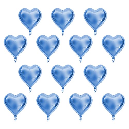 10 Stück 10" Rosa Herzballons, Rosa Perlenballons, Herzförmige Liebesballons aus Rosa Folie, Perlrosa Helium-Mylar-Luftballons, Herz-Aluminiumfolienballons, Party, Hochzeit(Blau) von Kuuleyn