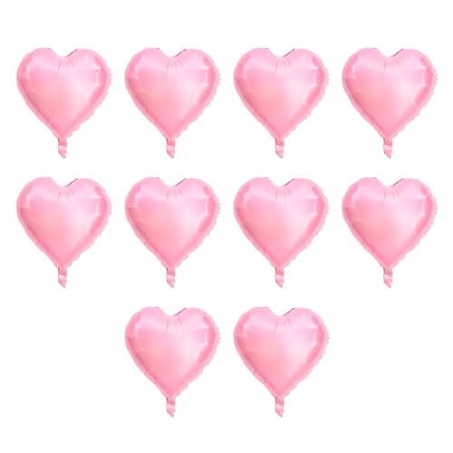10 Stück 10" Rosa Herzballons, Rosa Perlenballons, Herzförmige Liebesballons aus Rosa Folie, Perlrosa Helium-Mylar-Luftballons, Herz-Aluminiumfolienballons, Party, Hochzeit(Rosa) von Kuuleyn