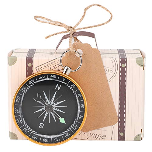 Kuuleyn 20 Stück Süßigkeitsboxen, Reise-Themen-Geschenkbox-Set für Hochzeitsgeschenke, Süßigkeitsboxen mit Kompass und Kraft-Tags für Hochzeitsgeschenke Dekorationen(Golden) von Kuuleyn
