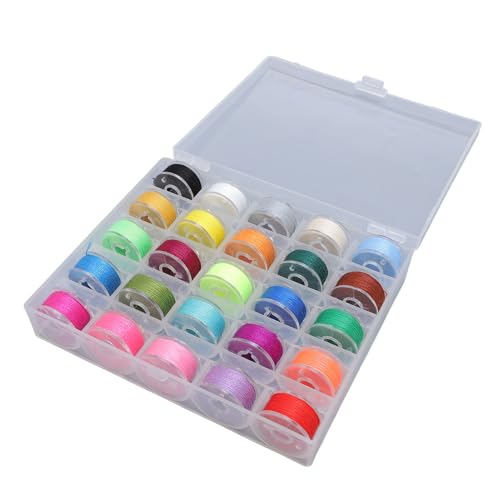 Kuuleyn 25Pcs Prewound Bobbin Thread,Assorted Colors, Plastic Polyester Storage Case Sewing Machine Accessories Standard Compatibility Home Crafts Professional Use DIY Projects von Kuuleyn