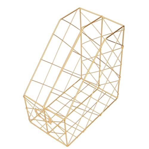 Kuuleyn Desk -Organisatoren, Dateihalter des Metal Desk Magazine, der Tischmagazinhalter Einfacher Geometry Metal Spaine Spar -Desk -Magazin -Datei Organizer für Dokumentordner (2 Compartments Gold) von Kuuleyn