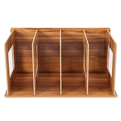Kuuleyn Holz Aktenhalter, Faltbarer Stehsammler A4,Zusammenklappbarer Zeitschriftenhalter Diy Desktop Bücherregal Rack Bücher Dvd Lagerung Zeitschriftenhalter Mit 4 Fächer(Kirschholz) von Kuuleyn