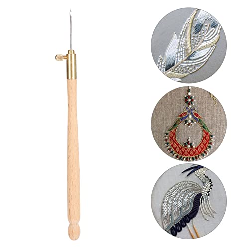 Kuuleyn Tambour-Haken, Holzgriff-Stickerei-Häkelnadeln mit 3 Nadeln Stickerei-Perlen-Häkel-Set Nadel-Werkzeuge Pailletten-Perlen-Nadel-Nähwerkzeug-Set von Kuuleyn