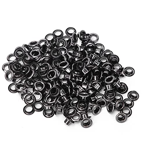 Metall -Grommet -Ösen Kuuleyn 100pcs 5mm Messing Doppelseitige Ösen Nieten Grommet für Gürtelschuhe Beutel Lederhandwerk (Silberschwarz) von Kuuleyn