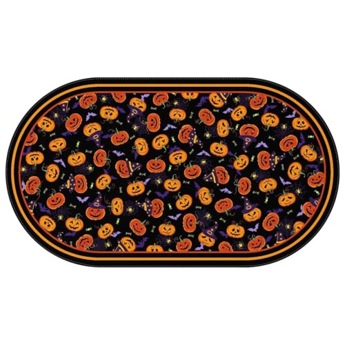 Kuyuayee Ovale Halloween-Tischdecke, 152,4 x 250,9 cm, wasserdicht, Fledermaus-Kürbis-Tischdecke, waschbar, Tischdecke für Party, Picknick, Abendessen, gruselige Heimdekoration Kuyuayee Ovale Halloween-Tischdecke, 152,4 x 250,9 cm, wasserdicht, Fledermaus-Kürbis-Tischdecke, waschbar, Tischdecke für Party, Picknick, Abendessen, gruselige Heimdekoration von Kuyuayee