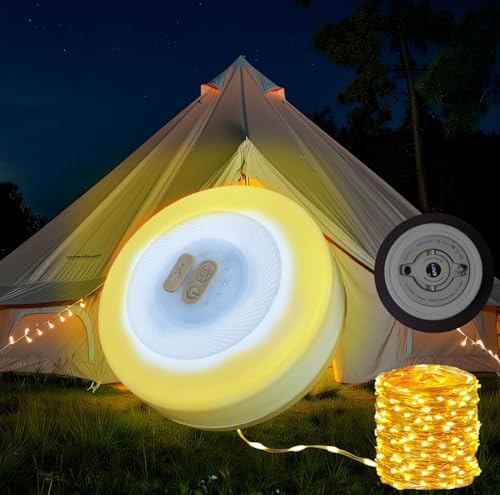 Camping Zubehör Camping Lichterkette Aufrollbar: 10m Tragbare 3-in-1 Wiederaufladbare LED Lichterkette - Wasserdichte Aussen Campinglampe mit USB für Zelt Wandern Hof Weihnachts Party Deko von Kwaiffeo