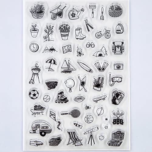 Kwan Crafts Daily Icons Gartengeräte, Camping, Strand, BBQ, Sport, transparente Stempel für Kartenherstellung, Dekoration und DIY-Scrapbooking, 3050605 von Kwan Crafts