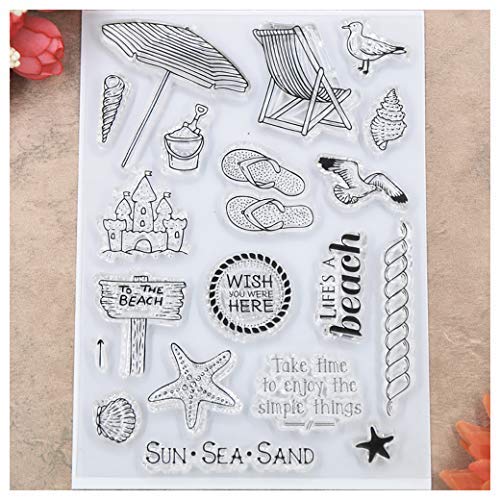 Kwan Crafts Stempel, Motiv Strand, Sonne, Seesand, für Grußkarten, Dekoration und DIY Scrapbooking von Kwan Crafts