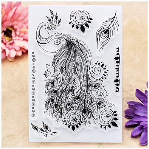 Kwan Crafts Stempel mit Pfauenfedern, transparent, für Kartenherstellung, Dekoration und Scrapbooking Kwan Crafts Stempel mit Pfauenfedern, transparent, für Kartenherstellung, Dekoration und Scrapbooking von Kwan Crafts