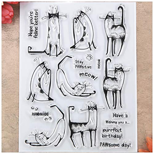 Kwan Crafts Transparente Stempel, Motiv: Katze, handgefertigt, für Grußkarten, Dekoration und Bastelarbeiten von Kwan Crafts