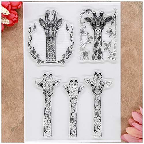 Kwan Crafts Transparente Stempel mit Giraffen-Hirsch-Motiv, für Kartengestaltung, Dekoration und Bastelarbeiten von Kwan Crafts