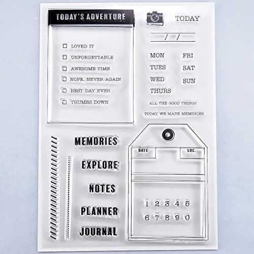 Kwan Crafts Words Today's Adventure Memories Explore Label, transparente Stempel für Kartenherstellung, Dekoration und DIY Scrapbooking 3052510 von Kwan Crafts