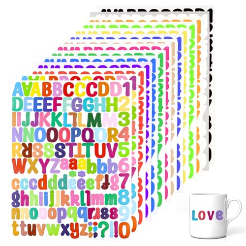 14 Blatt Buchstaben Aufkleber, klebrige Alphabetaufkleber,Bunte Klebebuchstaben Aufkleber,Wasserfeste Klebebuchstaben Wetterfest,Sticker Buchstaben für Kinder, DIY handgemachte dekorative Kunst von Kweiugfi