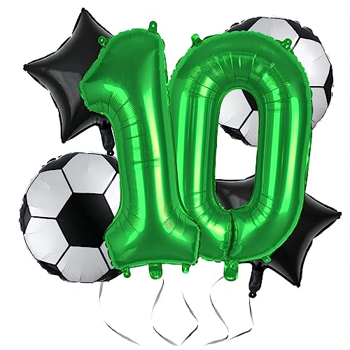 Kwuz Fußball-Luftballons zum 10. Geburtstag, Dekoration für Jungen, Fußball-Geburtstagsparty, Ballons, Weltmeisterschaft, Sport-Motto-Party-Dekorationen, Dekorationszubehör, 81,3 cm, Mylar-Grün, 10 Kwuz Fußball-Luftballons zum 10. Geburtstag, Dekoration für Jungen, Fußball-Geburtstagsparty, Ballons, Weltmeisterschaft, Sport-Motto-Party-Dekorationen, Dekorationszubehör, 81,3 cm, Mylar-Grün, 10 von Kwuz